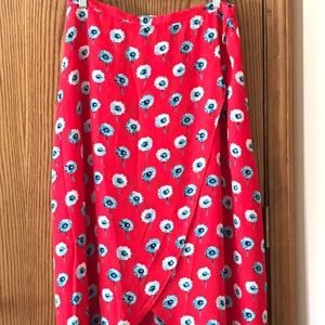 J Crew printed faux-wrap midi skirt K3580 Sz L